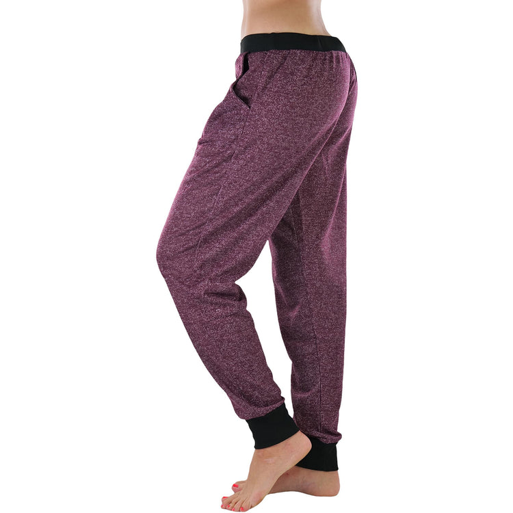 Women's Marled Print French Terry Jogger Pants with Cuff Ends