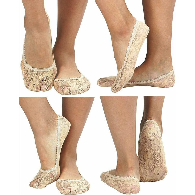 ToBeInStyle Women's Pack of 6 Floral Sheer Shoe Liner Footie