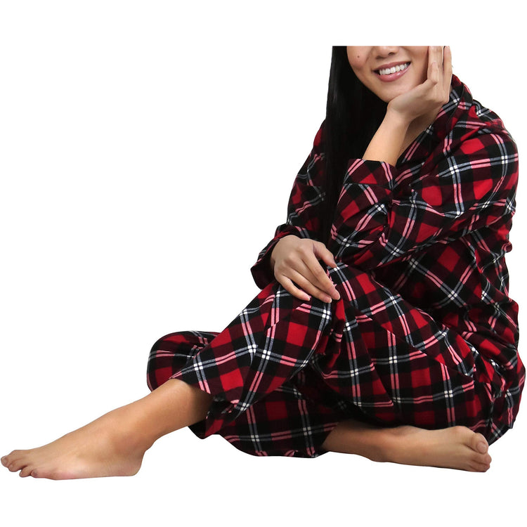 Women's Flannel Pajama Set with Matching Top and Bottom