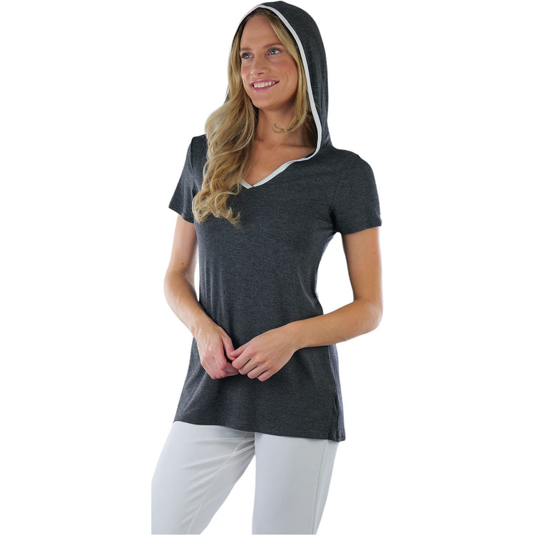 Women's Hooded Short Sleeve Knit Top