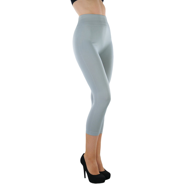 Women’s Capri Length Wide Waistband Seamless Lightweight Stretch Leggings