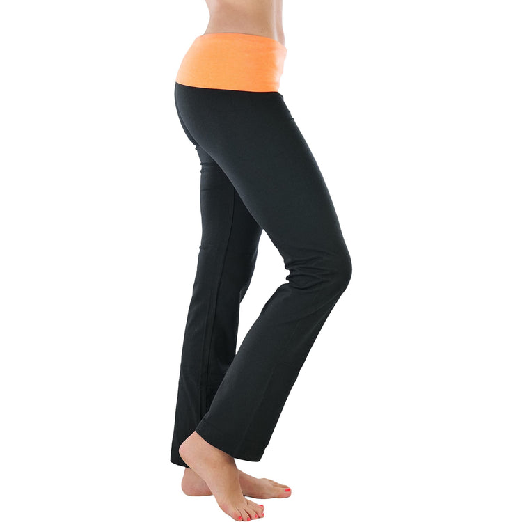 Women's Elastic Exercise Sweatpants w/Fold-Over Waistband