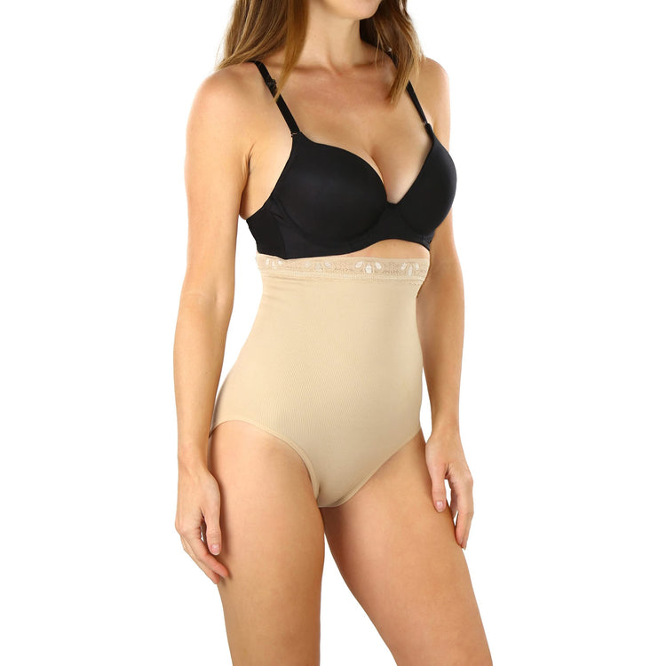 Women's Nylon-Spandex Blend High-Waisted Brief Shaper