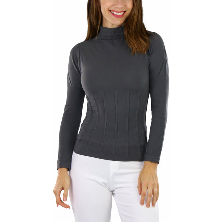Women’s Seamless Textured Long Sleeve Turtleneck Blouse