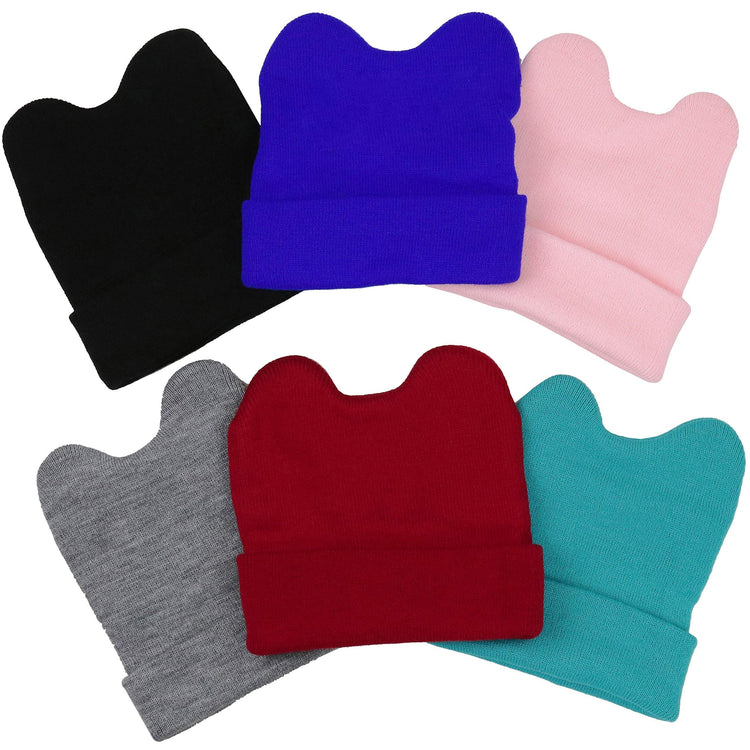 6 Pack Kids' Knitted Acrylic Winter Beanies