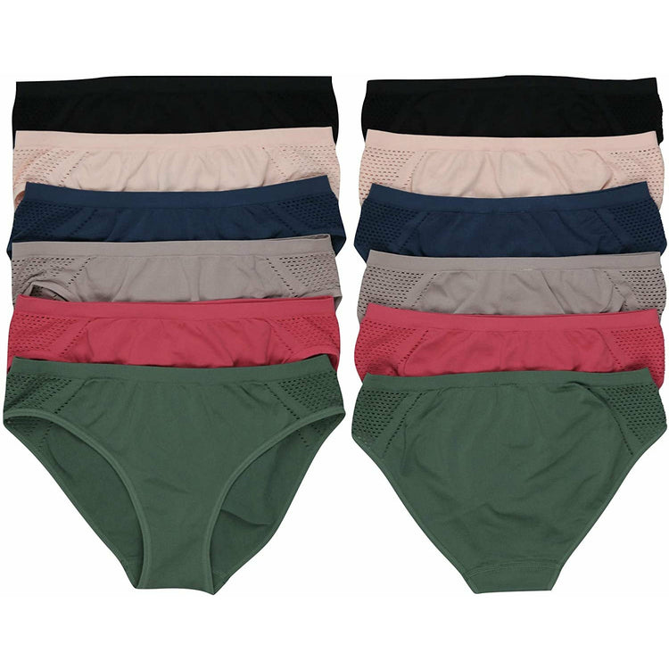 ToBeInStyle Women's 6 Pack Mesh Sided Seamless Bikini Brief Panties