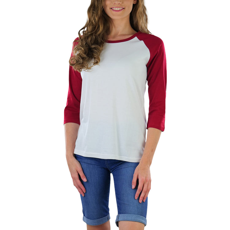 Women's Classic Two Color Cotton Baseball T-Shirts