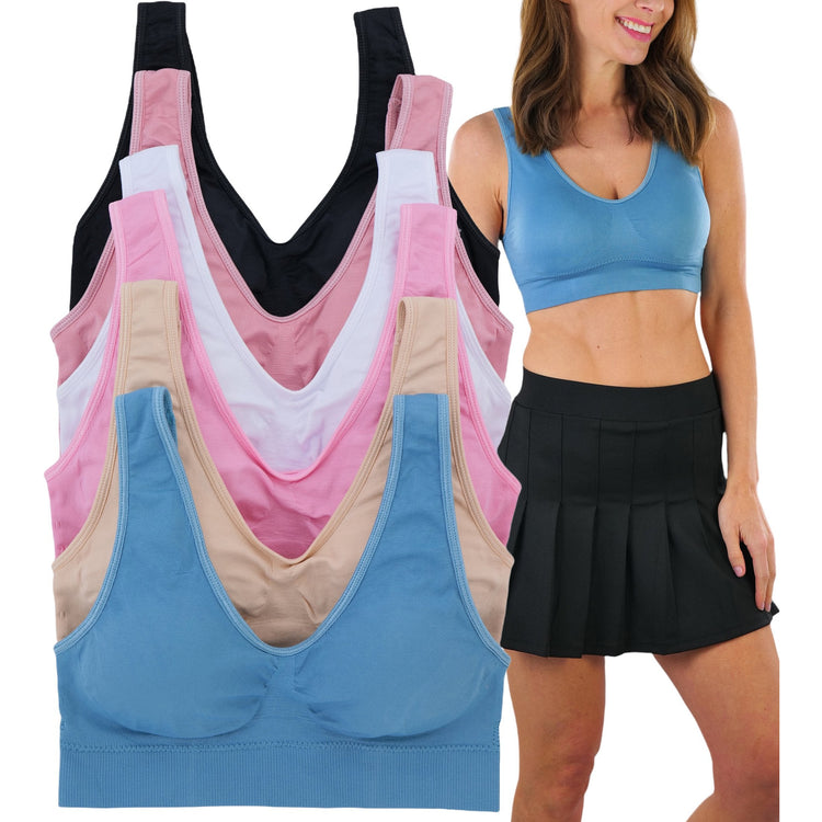 Women's Pack of 6 Solf Pastel Comfort Lounging Double Scoop Bras