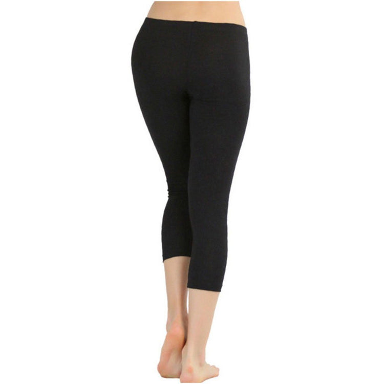 Women's Seamless Cotton Stretchy Band Yoga Activewear Capri Leggings