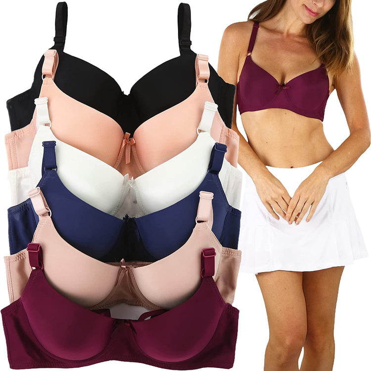 ToBeInStyle Women's Pack of 6 Smooth Peaches and Cream Deep Colored Bras