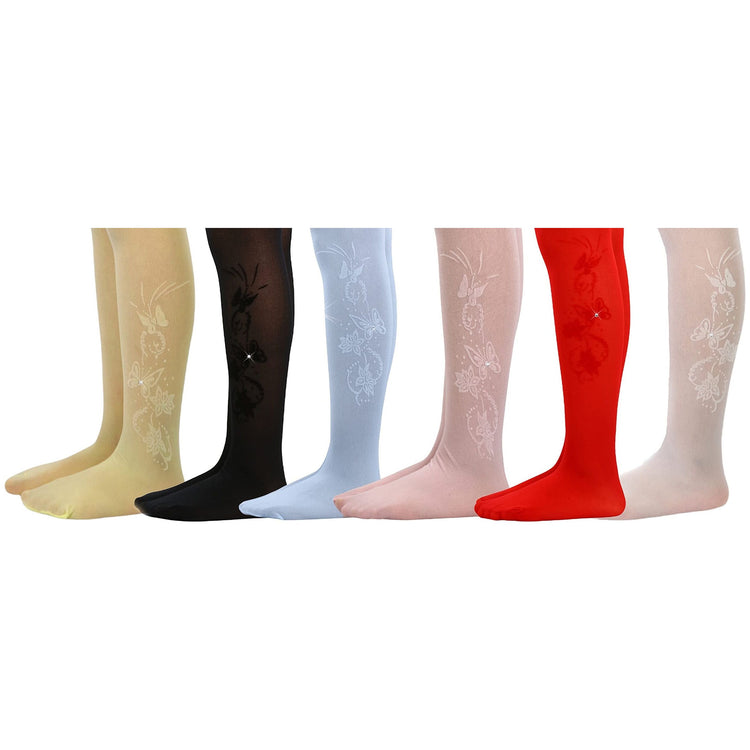 Girls to Junior Pack of 6 Opaque Nylon Tights Pantyhose Age: 1-12 Years Old