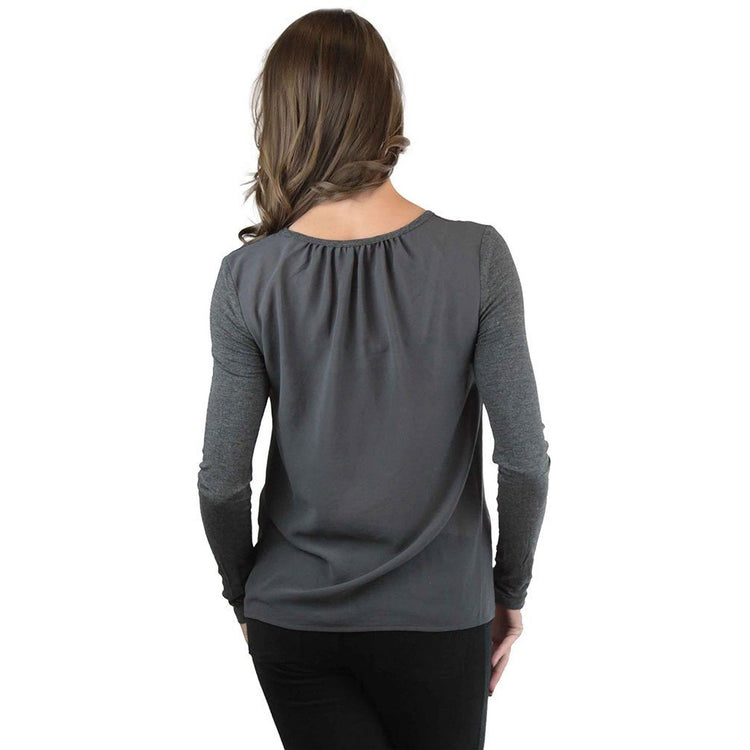 Women's L.S. Knit With Sheering Back Neck Detail