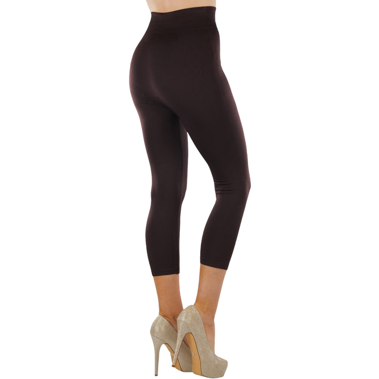 Women’s Capri Length Wide Waistband Seamless Lightweight Stretch Leggings