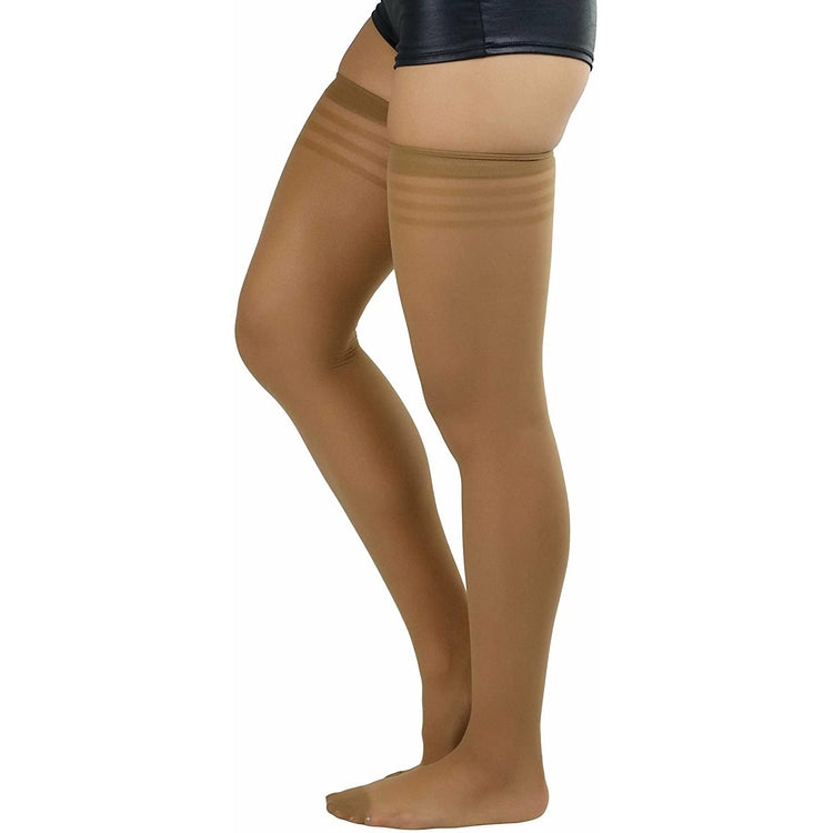 ToBeInStyle Women’s Pack of 6 Top Stripe Band Sheer Thigh High Stockings