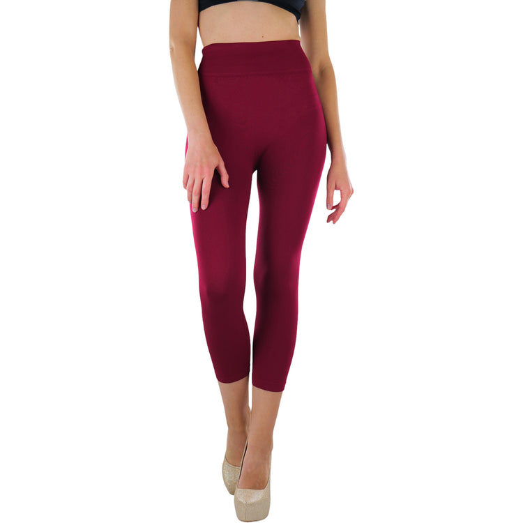 Women’s Capri Length Wide Waistband Seamless Lightweight Stretch Leggings