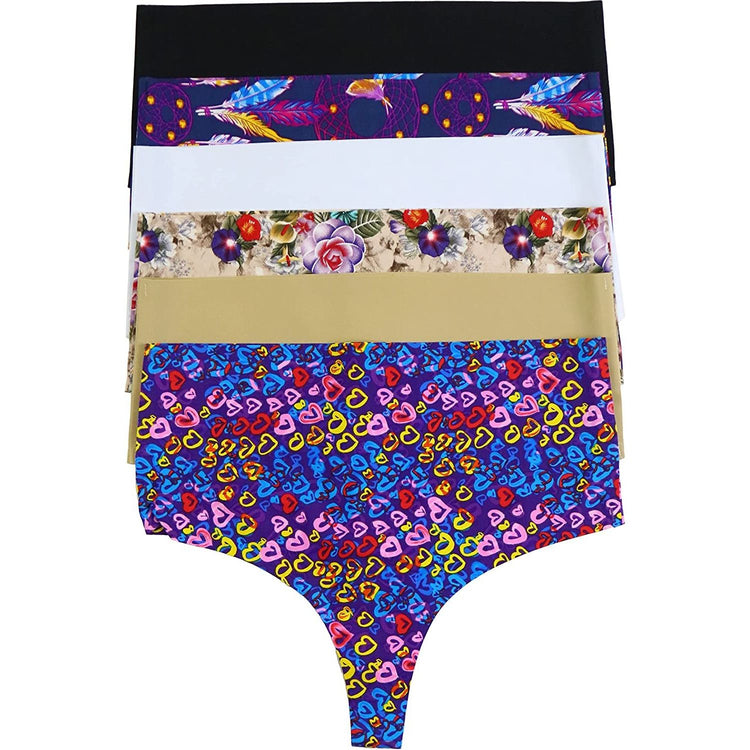 ToBeInStyle Womenโs Pack of 6 Comfortable No Panty Line Laser Cut Boyshorts