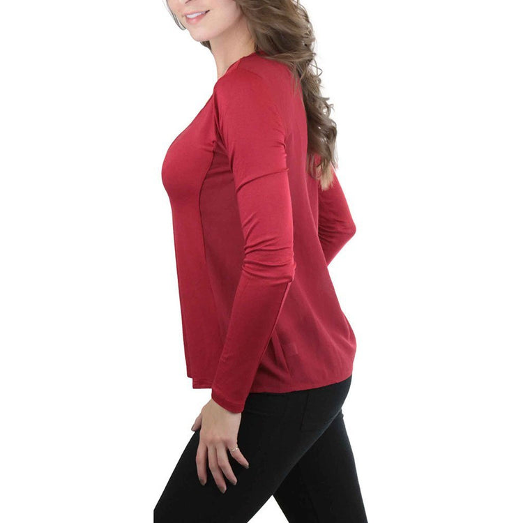 Women's L.S. Knit With Sheering Back Neck Detail
