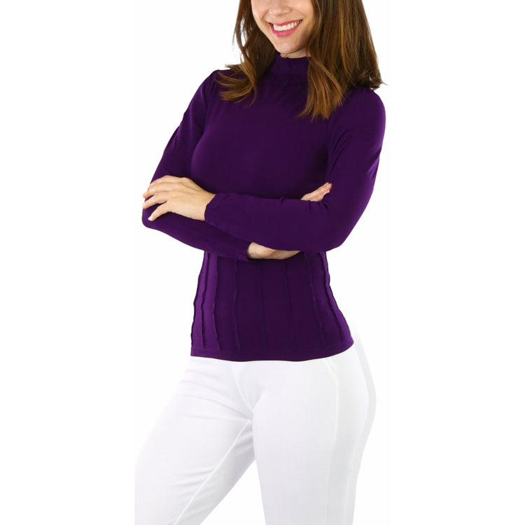 Women’s Seamless Textured Long Sleeve Turtleneck Blouse
