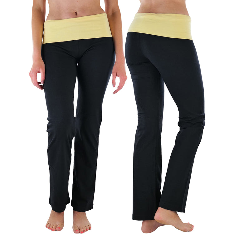 Women's Elastic Exercise Sweatpants w/Fold-Over Waistband