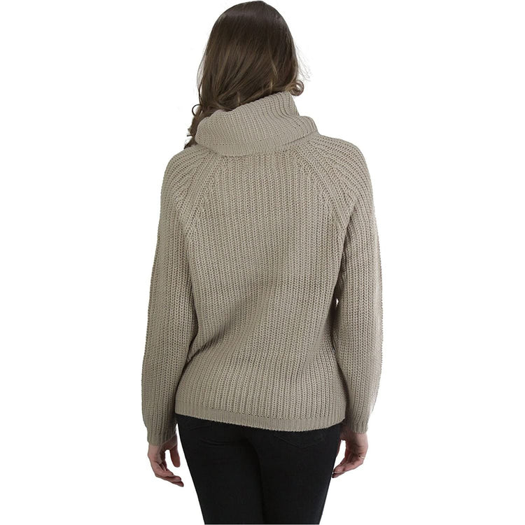 ToBeInStyle Women's Classic Knit Fold Over Turtleneck Pullover