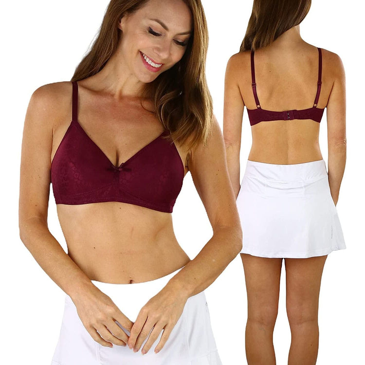 ToBeInStyle Women's Pack of 6 Wire-Free Leopard Jacquard Print Bras
