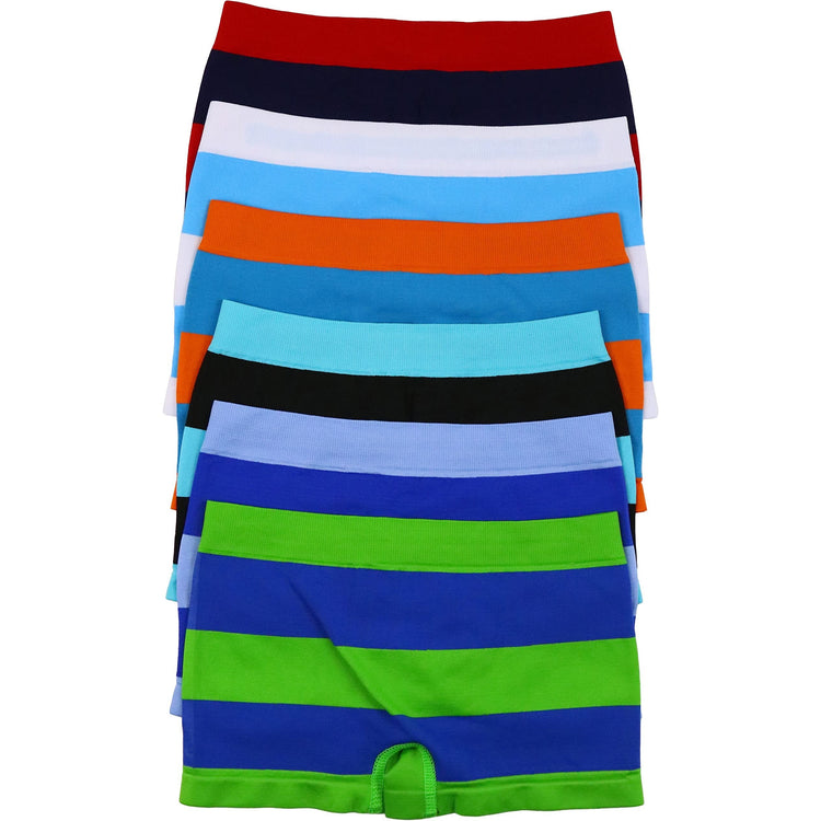 Boy's Pack of 6 Seamless Boxer Briefs with Thick Stripes