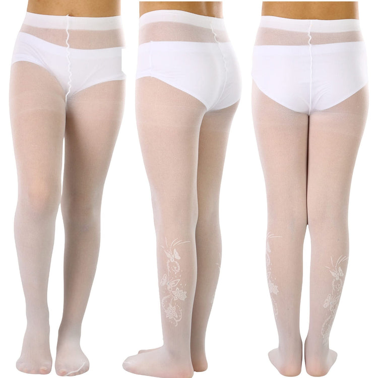 Girls to Junior Pack of 6 Opaque Nylon Tights Pantyhose Age: 1-12 Years Old