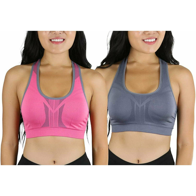Women's Single or Pack of 3 Reversible Double Layered Compression Sports Bras