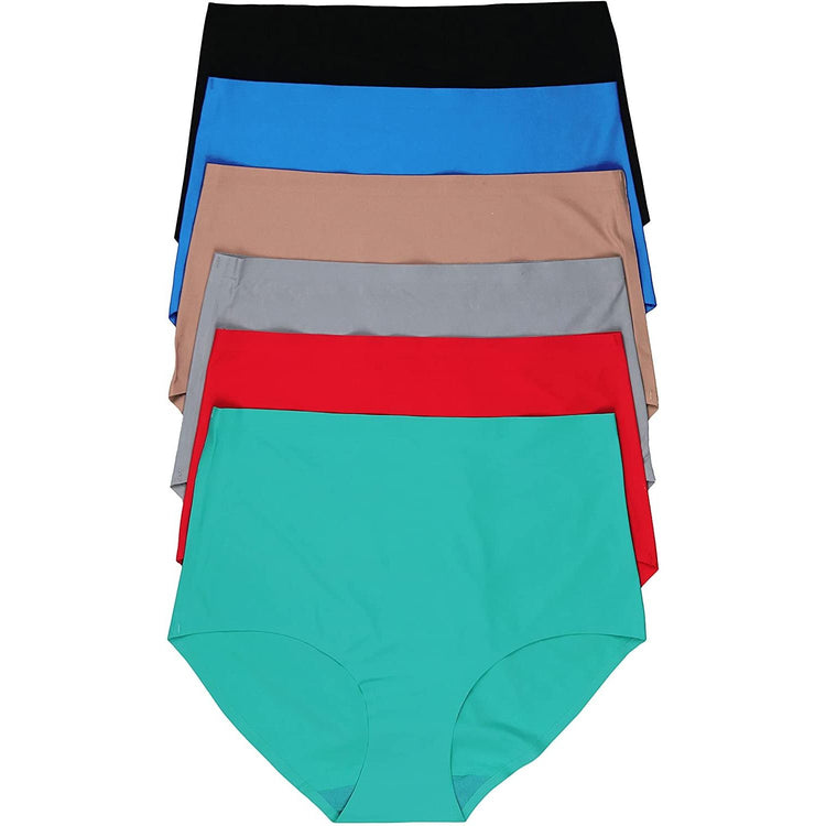 ToBeInStyle Women's 6 Pack High Waisted Seamless Tropical Assortment Laser Cut Panties