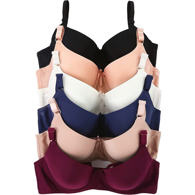 ToBeInStyle Women's Pack of 6 Smooth Peaches and Cream Deep Colored Bras