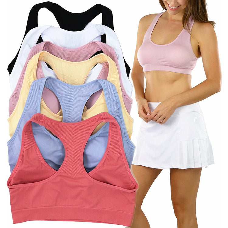 ToBeInStyle Women’s Pack of 6 Comfortable and Supportive Racerback Sports Bras