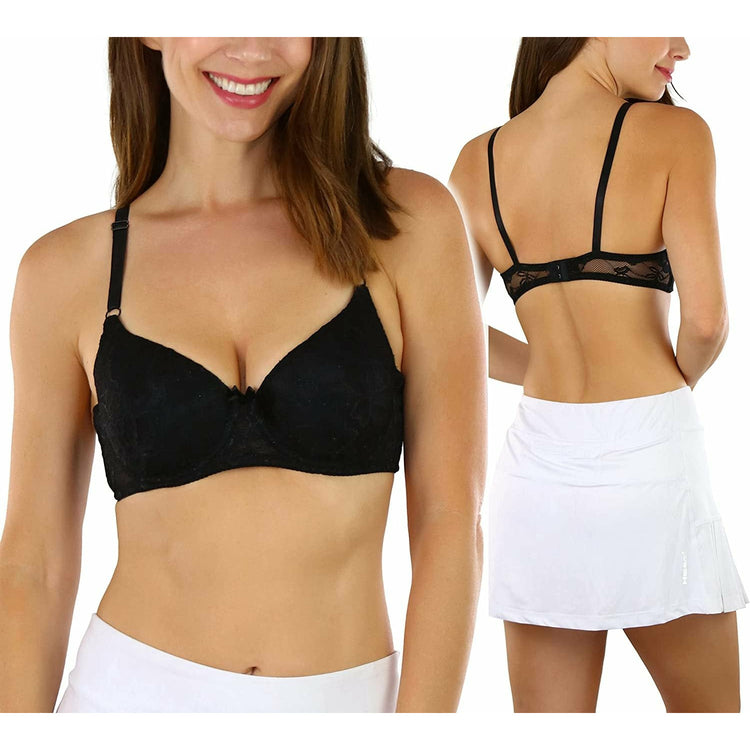ToBeInStyle Women's Pack of 6 Padded Underwire Bras w/ Lace Mesh Band & Lace Overlay Cup