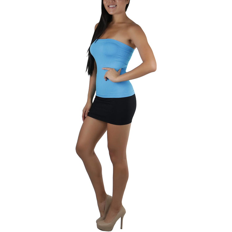 Women's Seamless Bandeau Tube Top Ribbed Without Pad