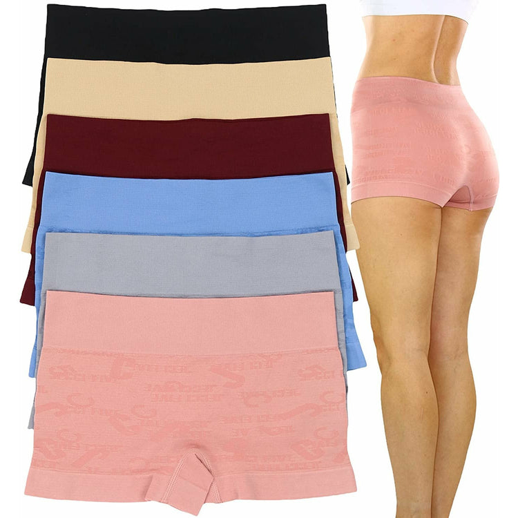 ToBeInStyle Women's Pack of 6 Stretch Microfiber Cheeky Boyshort Panties