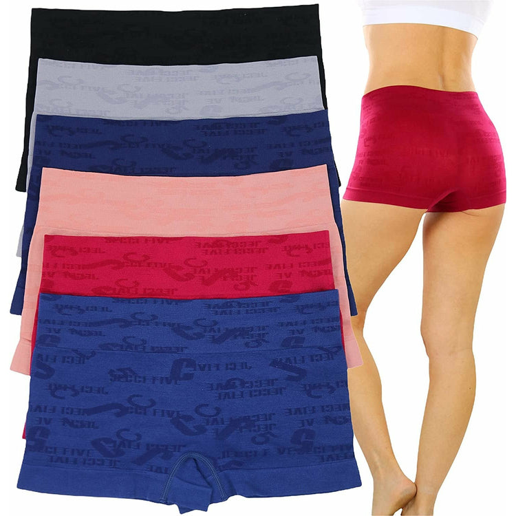 ToBeInStyle Women's Pack of 6 Stretch Microfiber Cheeky Boyshort Panties