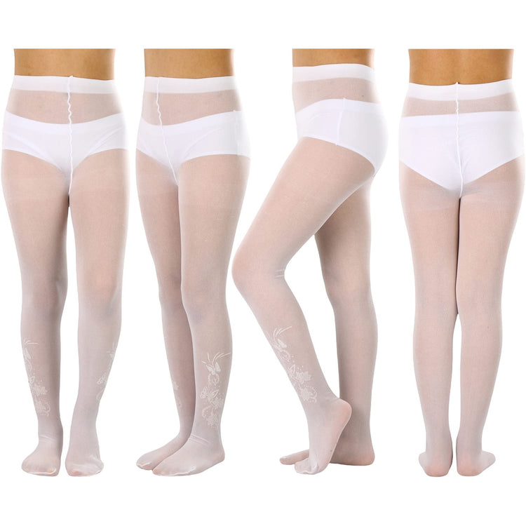 Girls to Junior Pack of 6 Opaque Nylon Tights Pantyhose Age: 1-12 Years Old