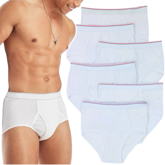 Men's Pack of 6 Classic White Brief Fit Underwear
