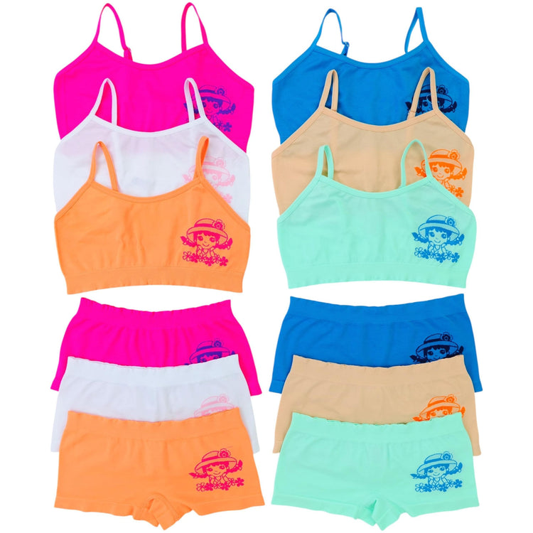 Girls' Pack of 6 Comfortable Seamless Stretch Boyshorts Underwear - Flowerpatch Kid