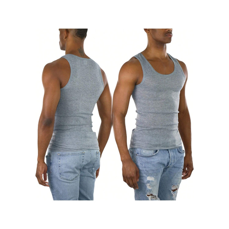 Men's Cotton Blend Slim Fit Shallow Scoop Neck Sleeveless A-Shirts