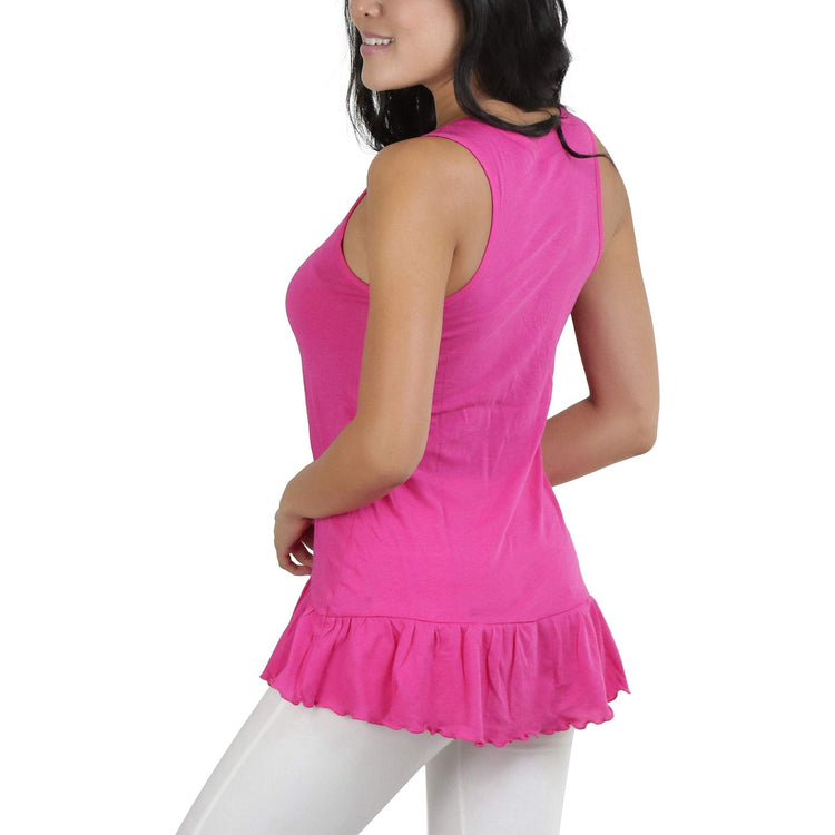 Women's Ruffled Long Scoop Neck Tunic