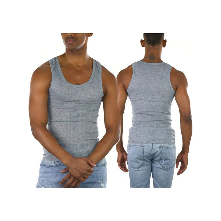 Men's Cotton Blend Slim Fit Shallow Scoop Neck Sleeveless A-Shirts