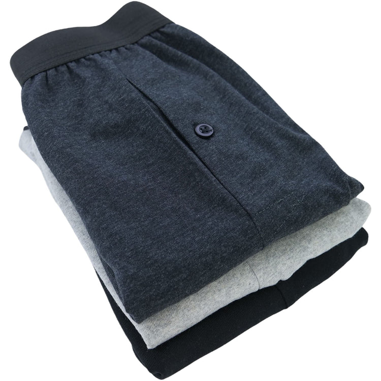Men's Pack of 3 Cotton Basic Assortment Boxer Briefs with Button Fly