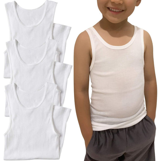 Boy's Pack of 3 or 6 Basic Cotton Blend A-Shirts