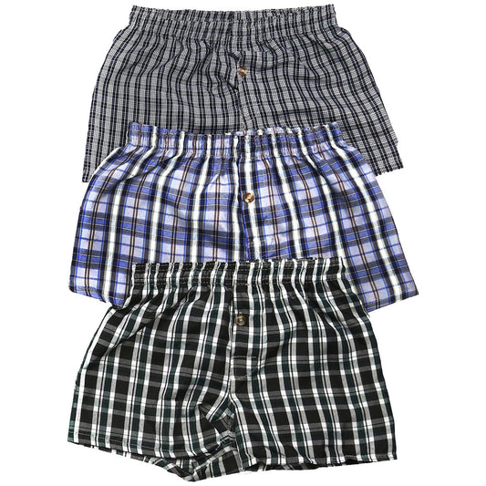 ToBeInStyle Boy's Multi-Pack Of Tartan Plaid Woven Boxer Shorts Underwear