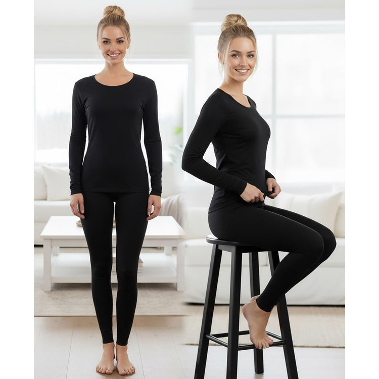 ToBeInStyle Women’s 2-Piece Thermal Underwear Set Long Sleeve Top & Leggings Base Layer