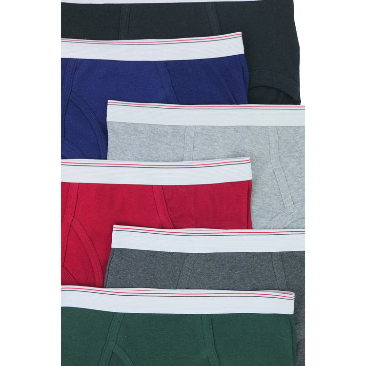 Men's Pack of 6 White Waistband Solid Print Brief Underwear