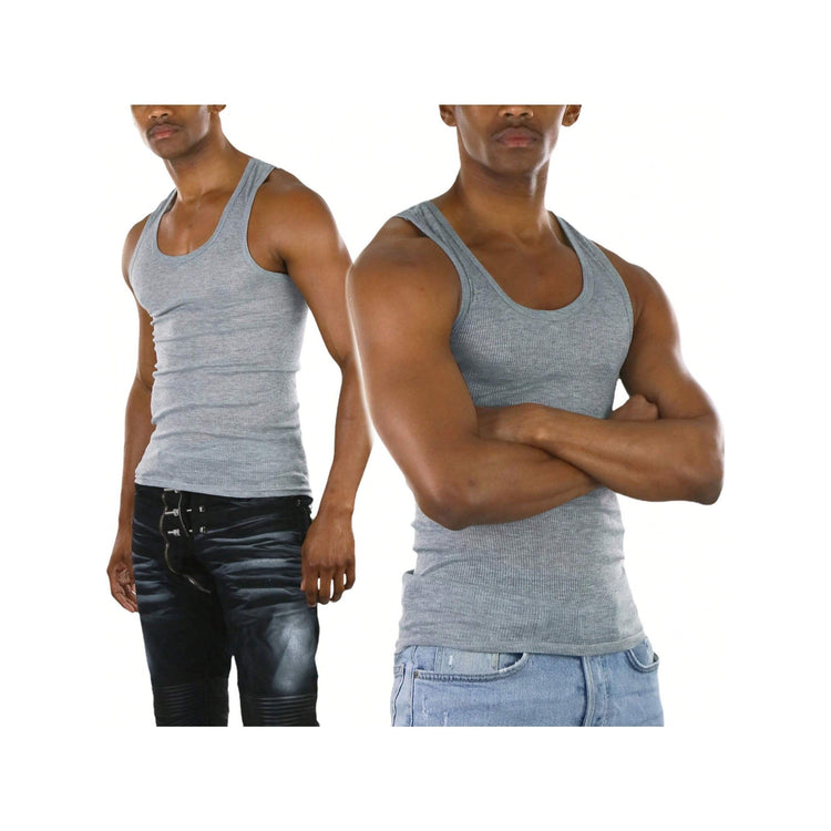 Men's Cotton Blend Slim Fit Shallow Scoop Neck Sleeveless A-Shirts