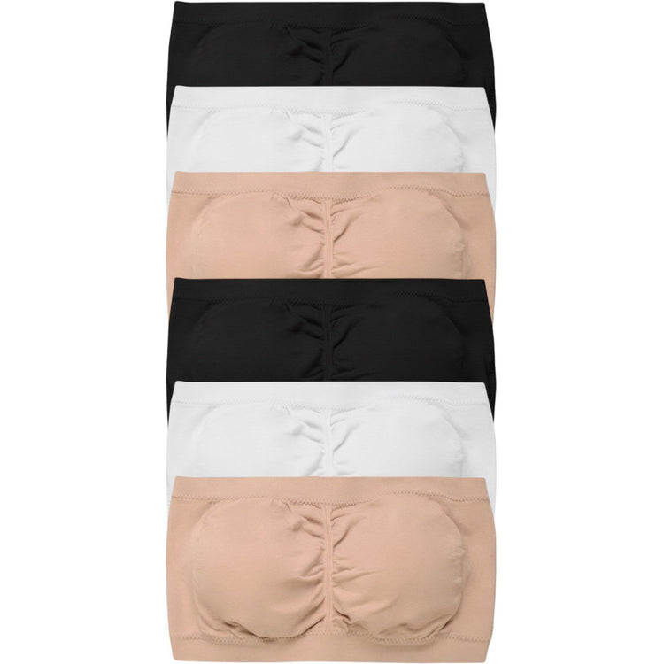 ToBeInStyle Women's Pack of 3 or 6 Seamless Classic Ruched Tube Top Bras w/ Removable Pads