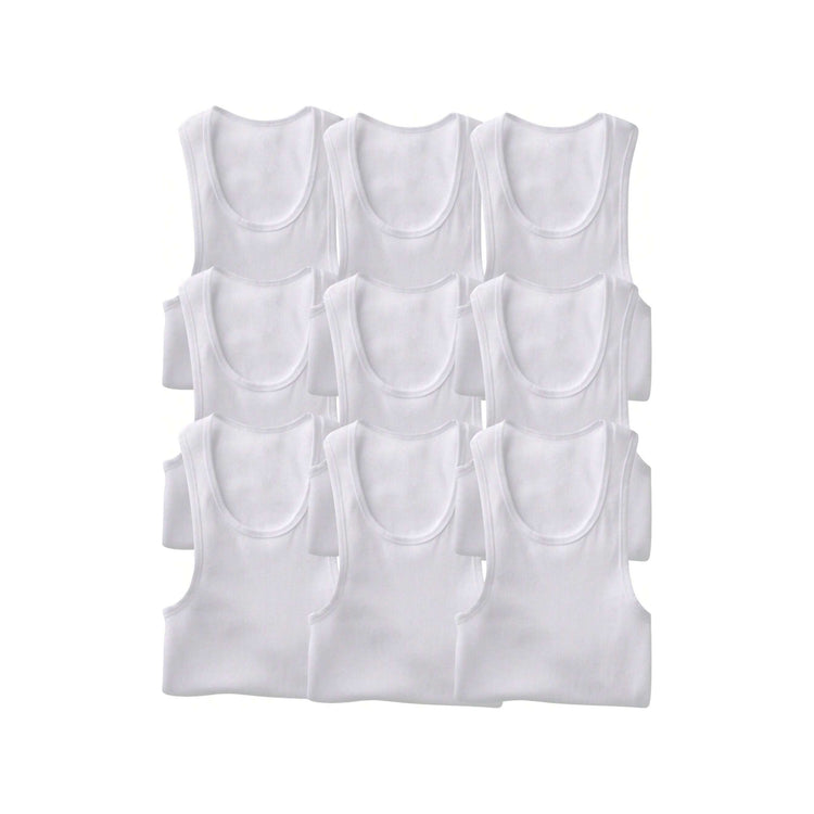 Men's Cotton Blend Slim Fit Shallow Scoop Neck Sleeveless A-Shirts