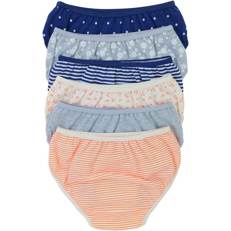 Girl's Pack of 6 Cotton Bikini Brief Panties - Cool Classic Prints